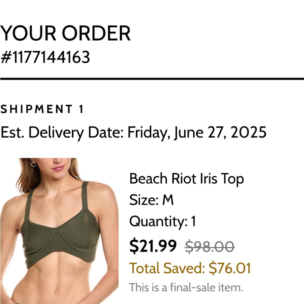 Beach Riot Sage Ribbed Bra - Picture 5 of 5
